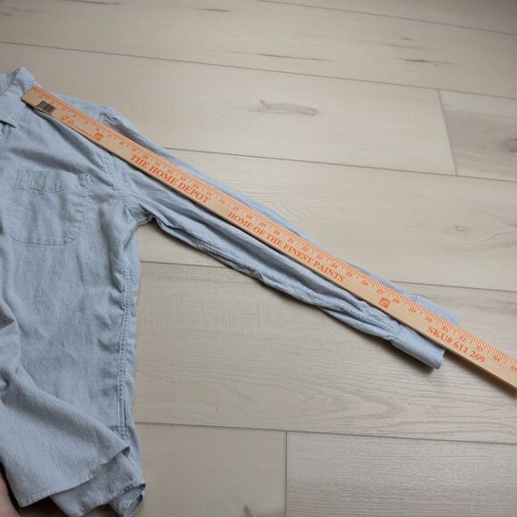 Faherty Stretch Oxford Shirt Mens M Blue White Striped Long Sleeve MWC0070 - Picture 9 of 11